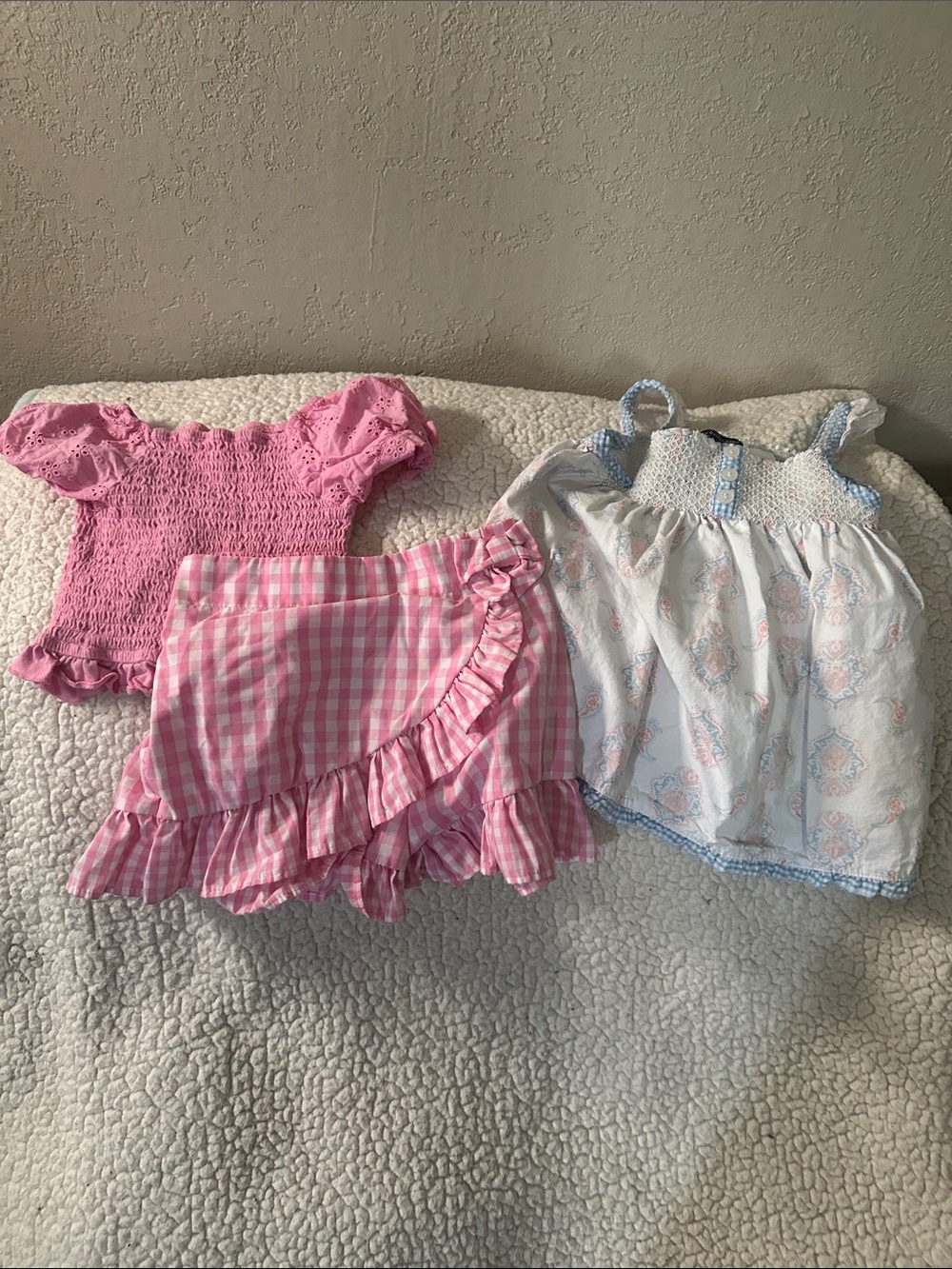 Girls Pink Gingham Ruffle Two-Piece Matching Set - Picture 2 of 5